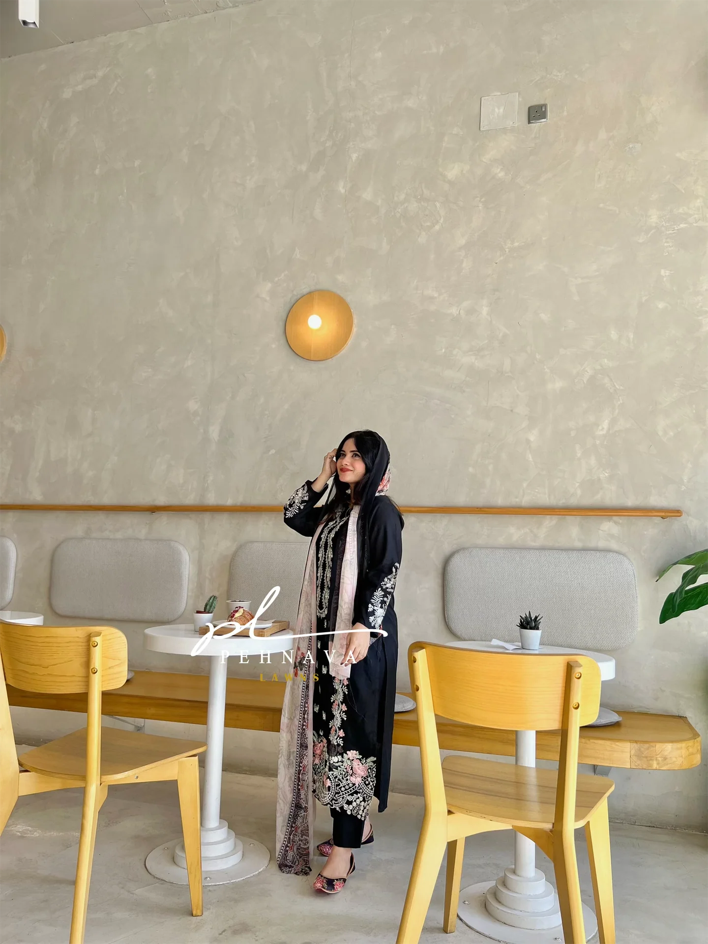 Black rayon embrodered suit -2152 - Image 3