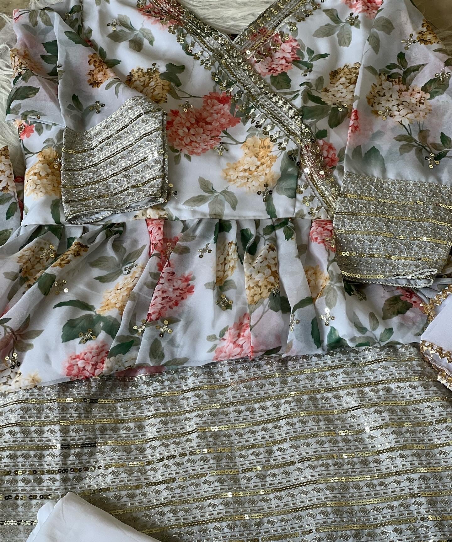 Chiffon floral embroidered party wear gown - Image 4