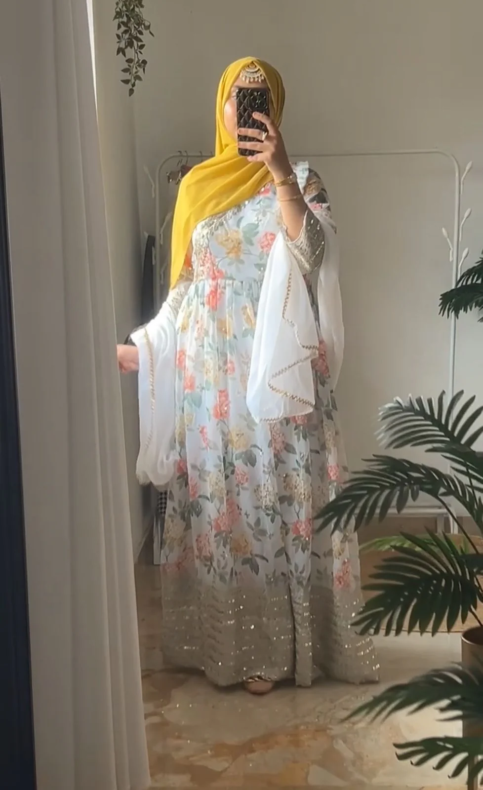 Chiffon floral embroidered party wear gown - Image 7