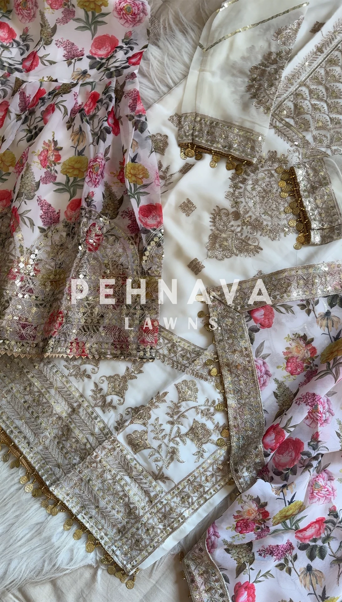 Embroidered georgette ready to wear suit with sharara with color options - Image 4