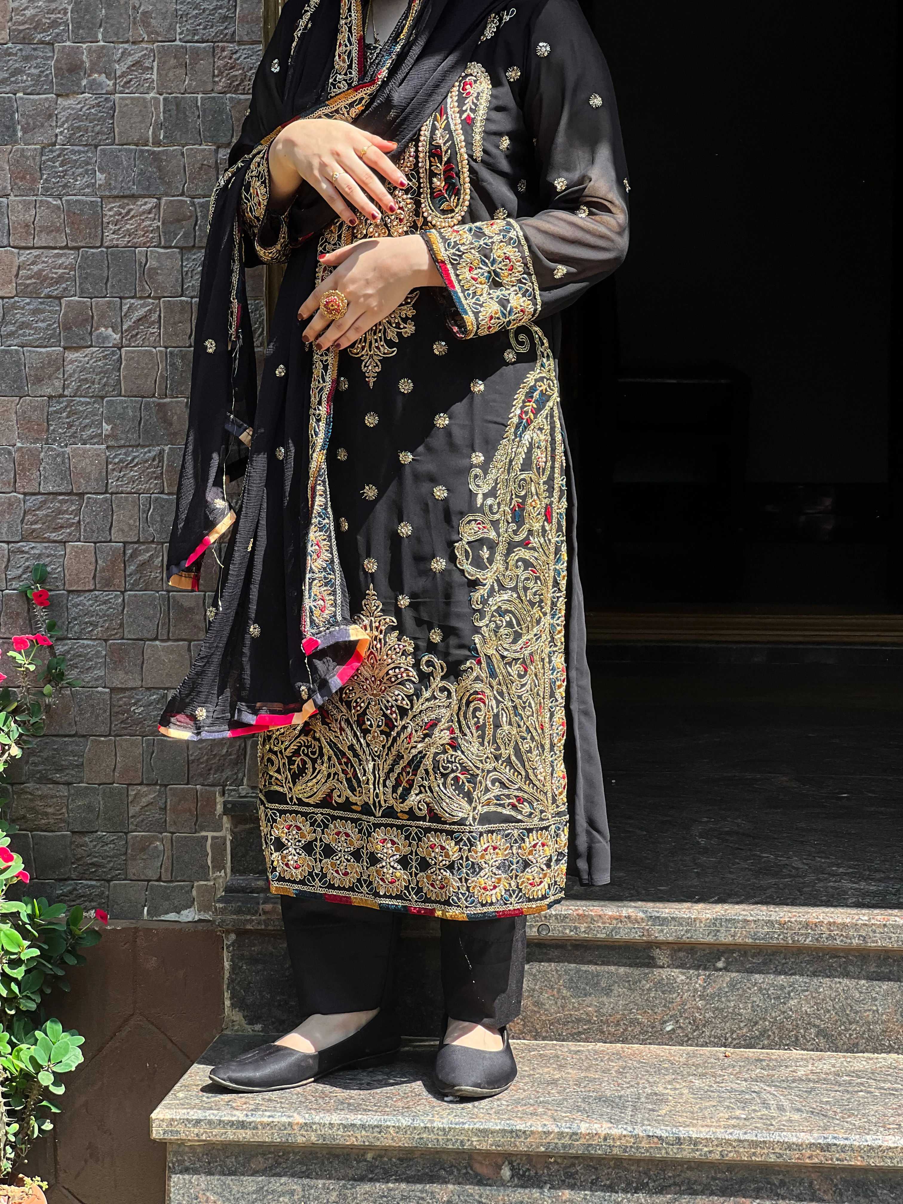 Georgette embroidered party wear-black - Image 4