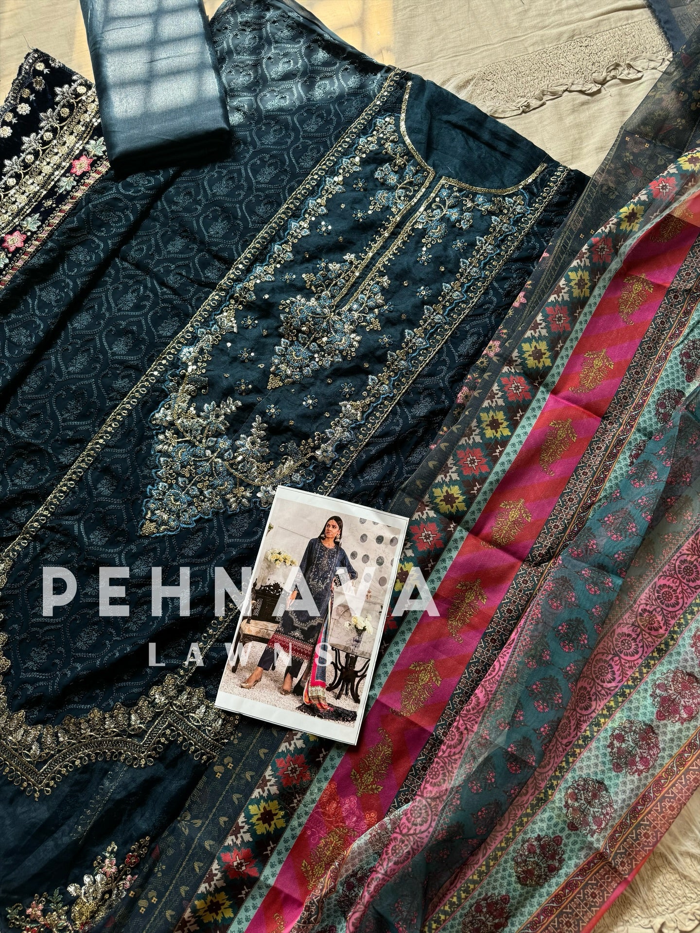 Georgette embroidered party wear -nj - Image 5