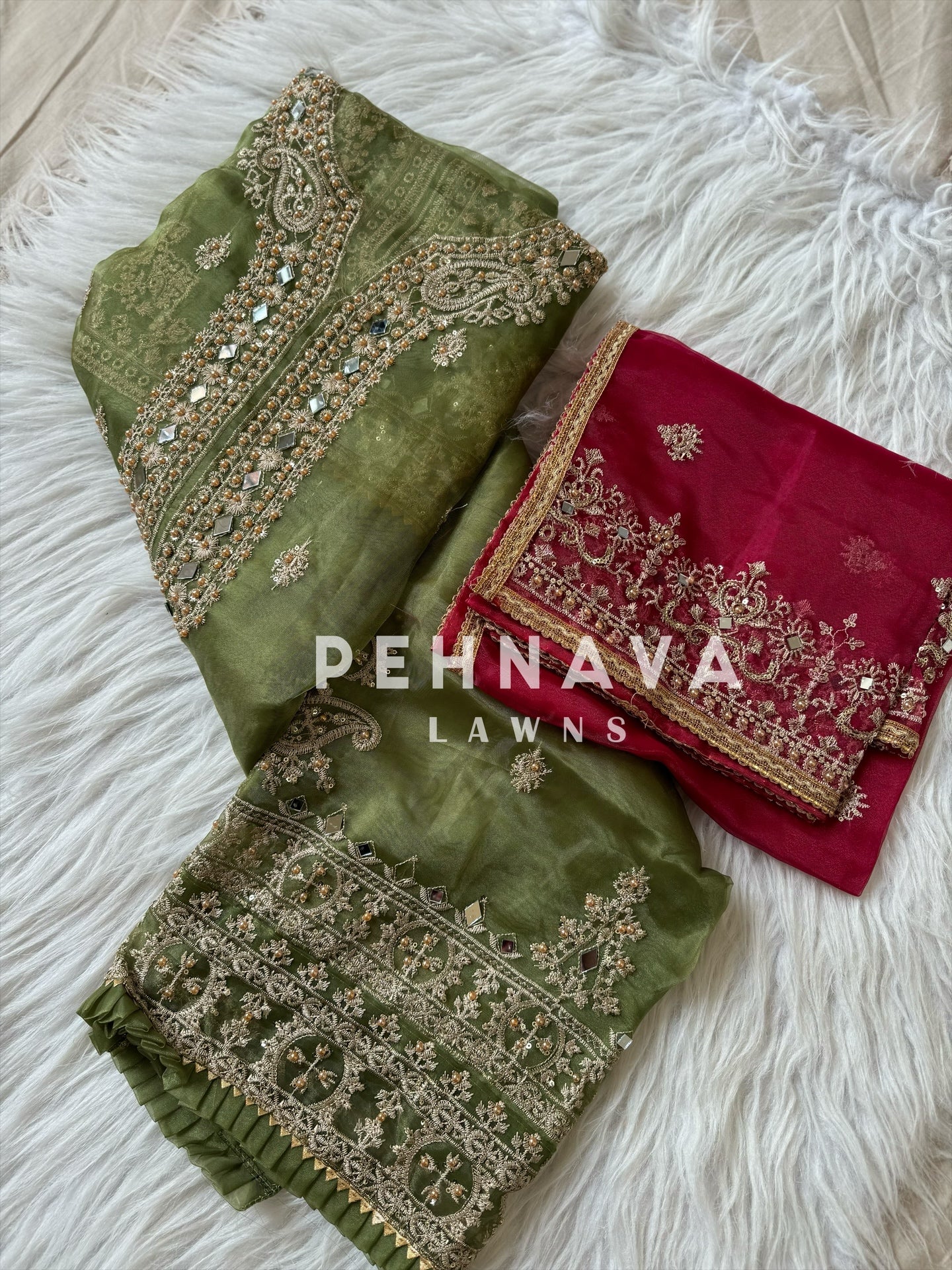 Organza mirror work suit - Image 16