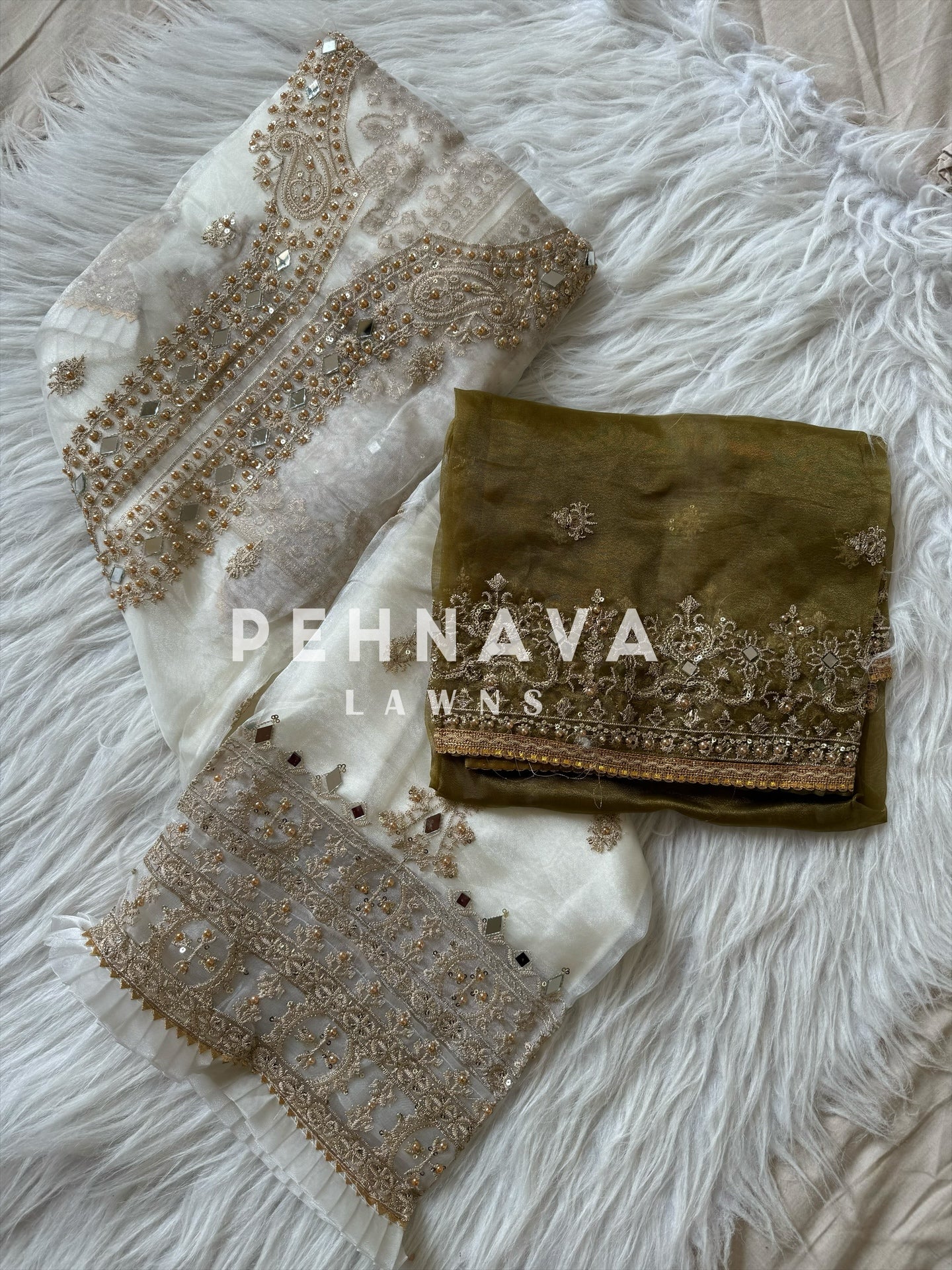 Organza mirror work suit - Image 17