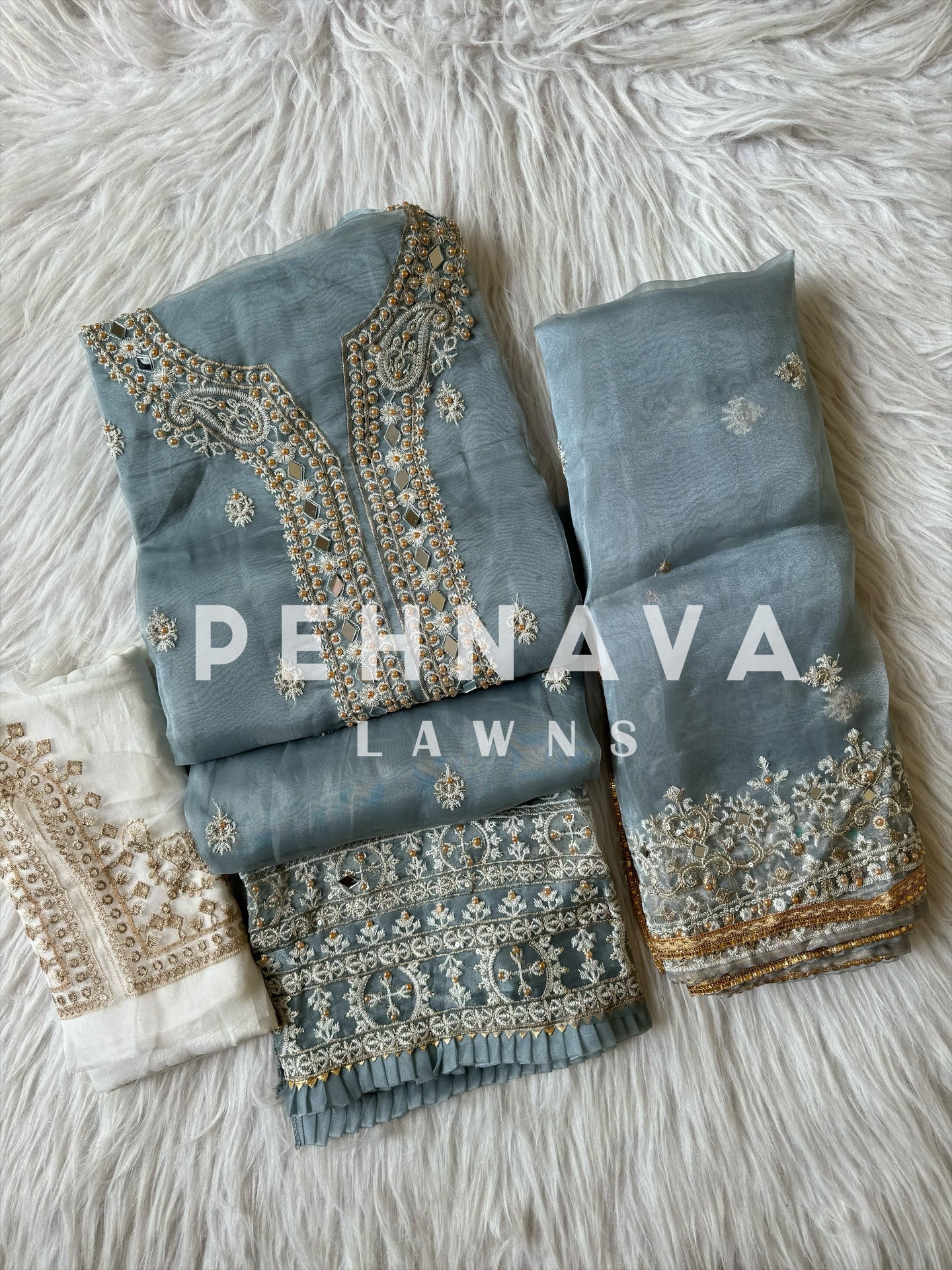 Organza mirror work suit - Image 3