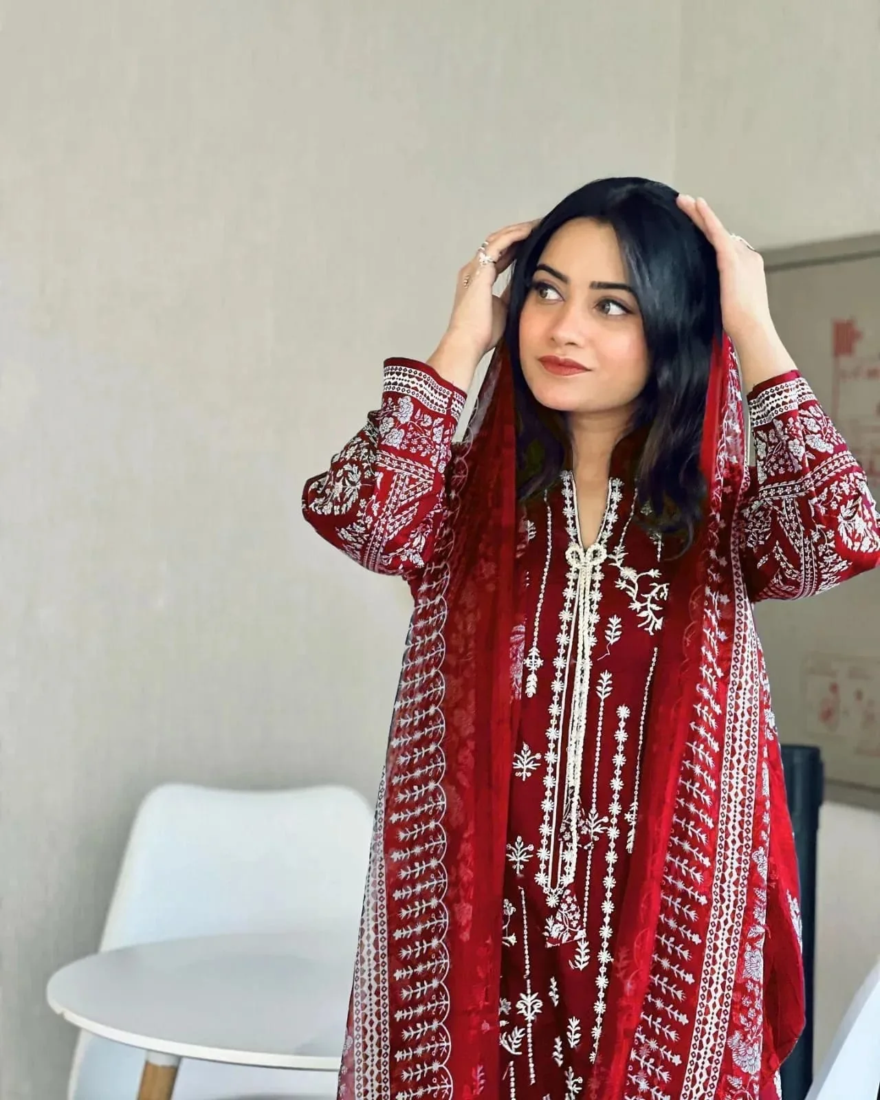 Navy blue embroidered casual suit (BS)-3358 - Image 7