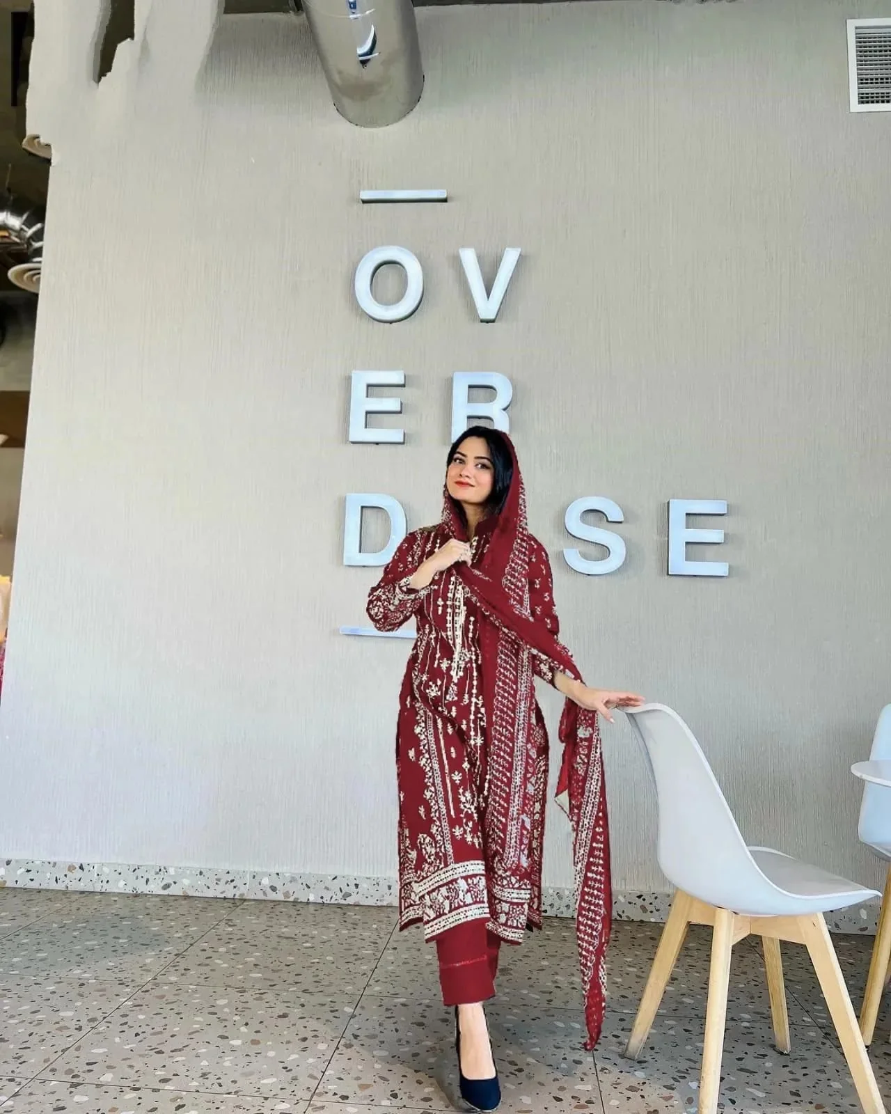 Navy blue embroidered casual suit (BS)-3358 - Image 8