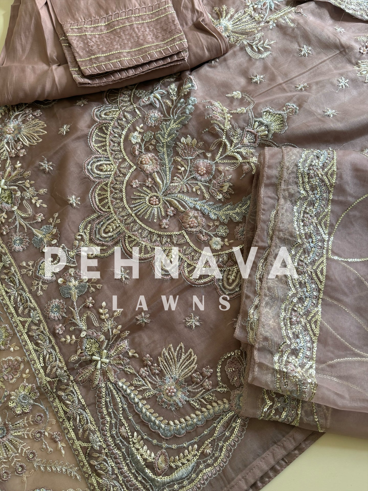 Organza embroidered suit-186 - Image 10