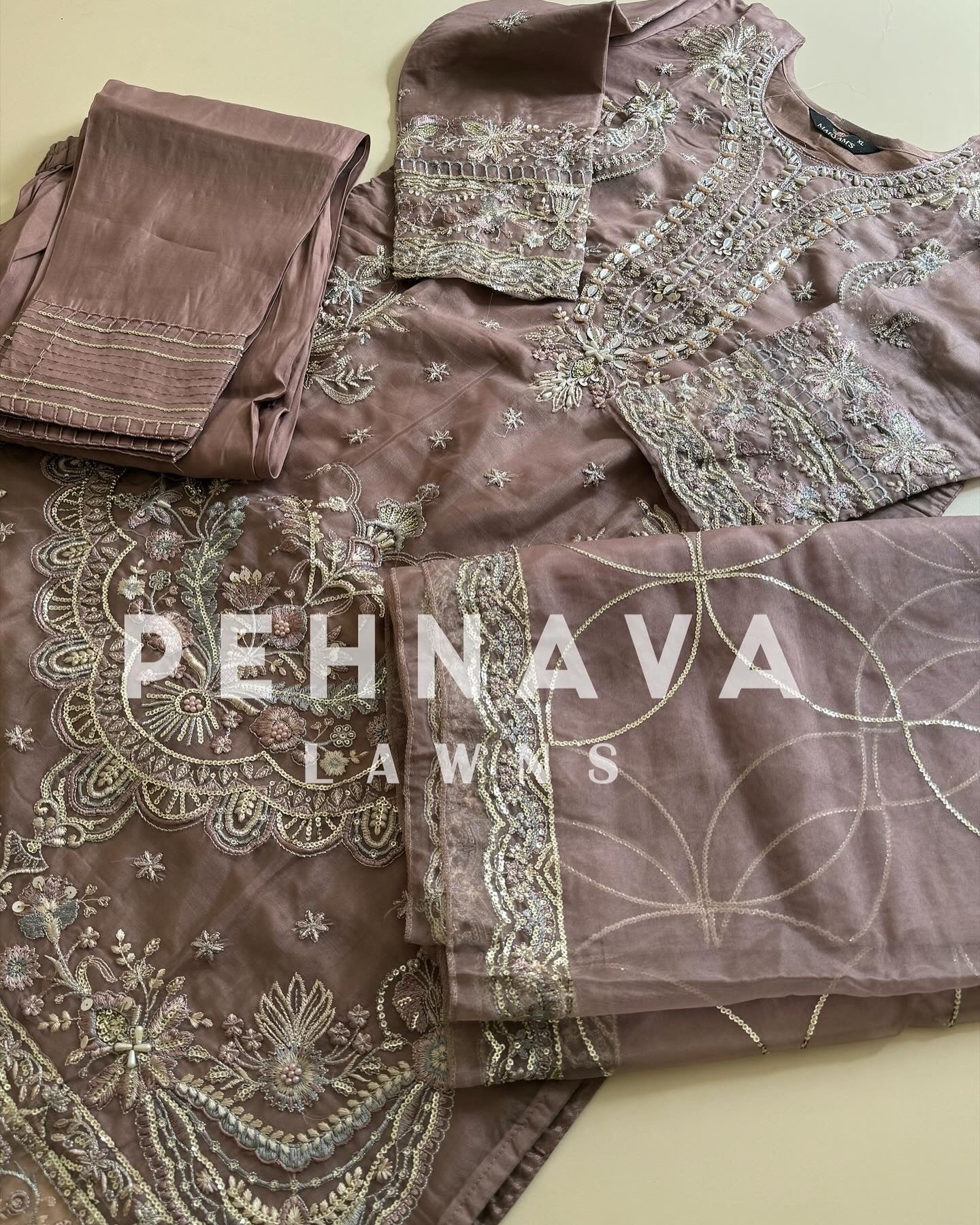 Organza embroidered suit-186 - Image 12