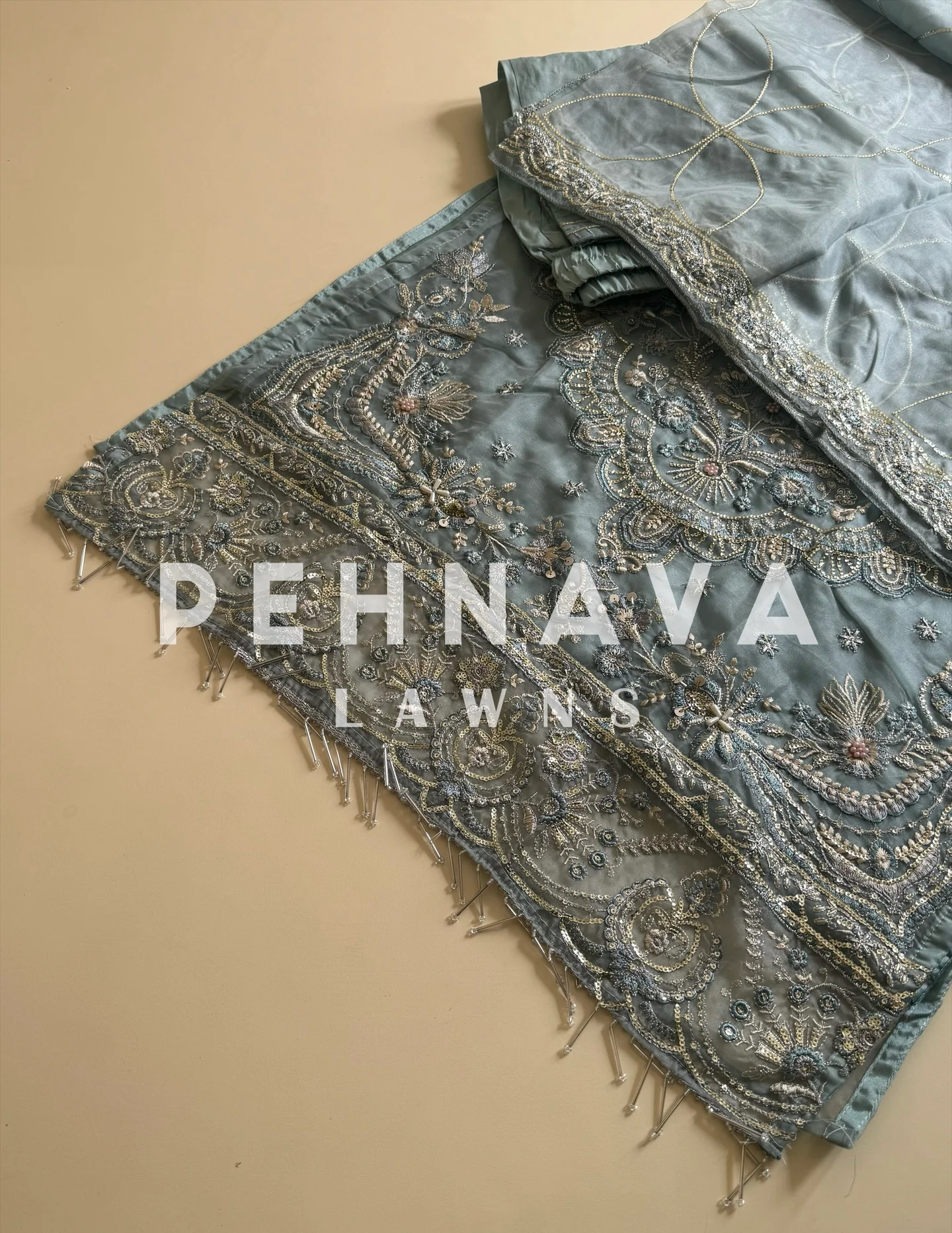 Organza embroidered suit-186 - Image 3