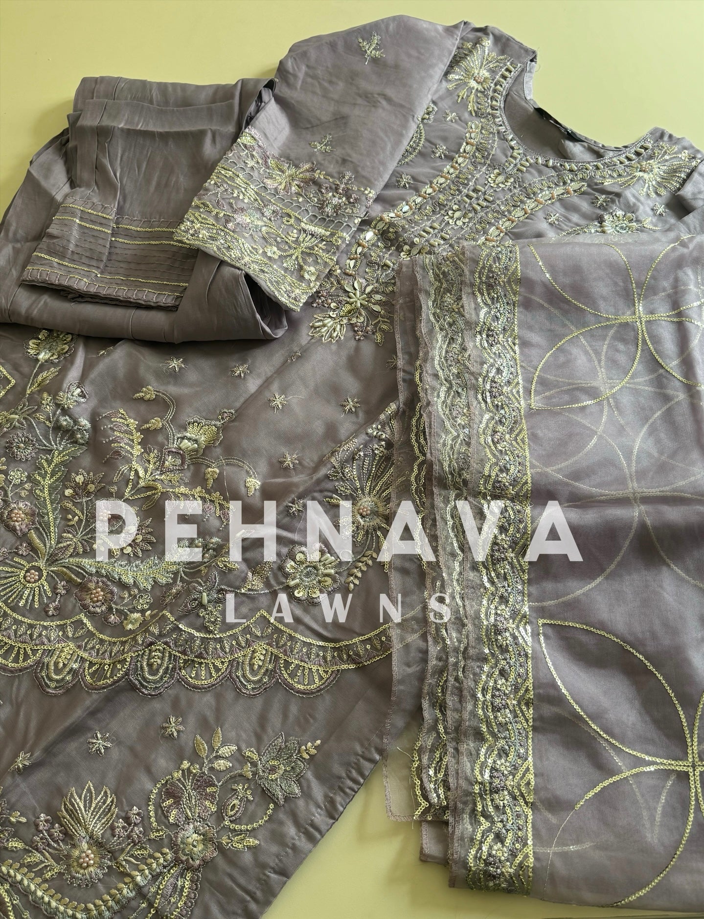 Organza embroidered suit-186 - Image 4