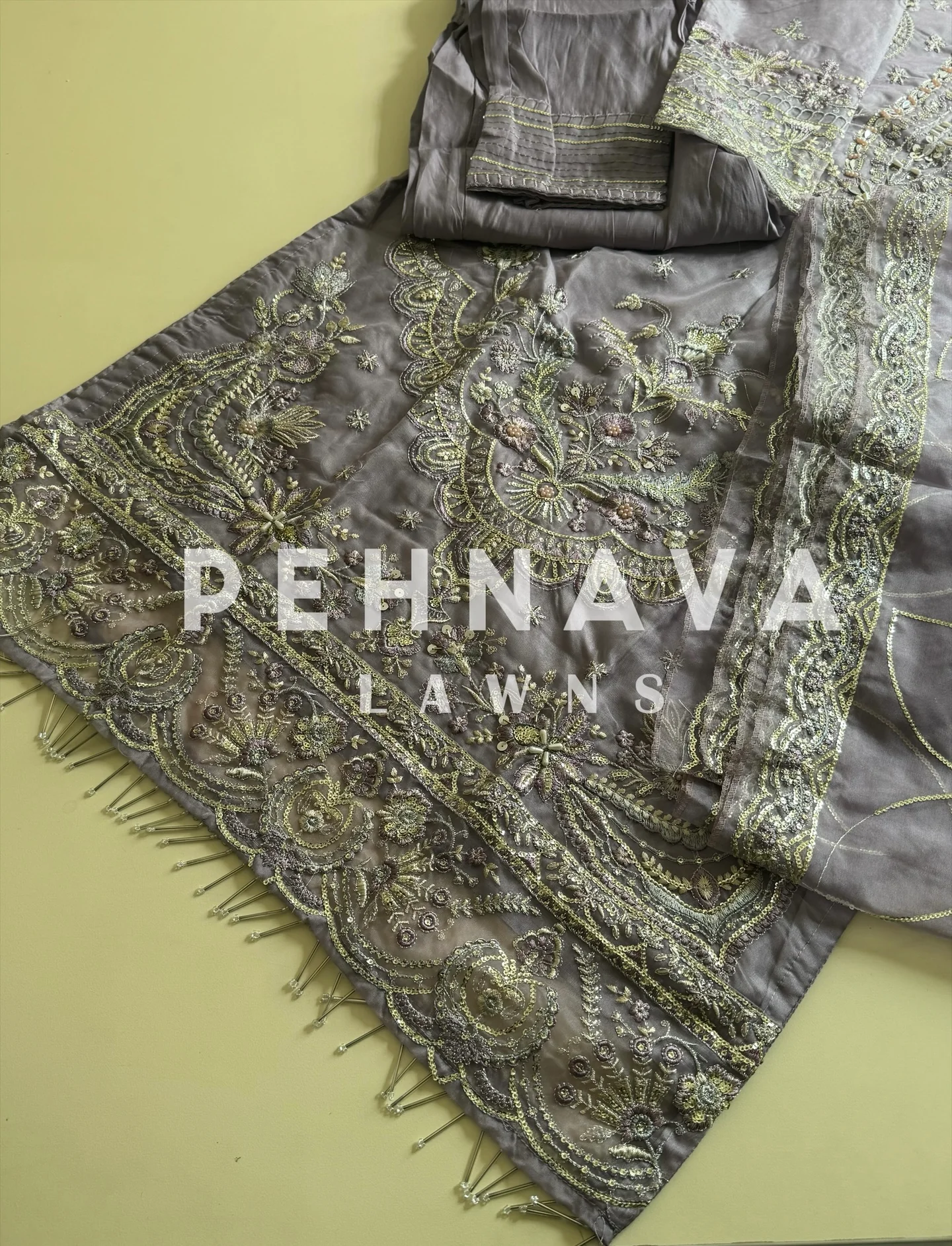 Organza embroidered suit-186 - Image 5