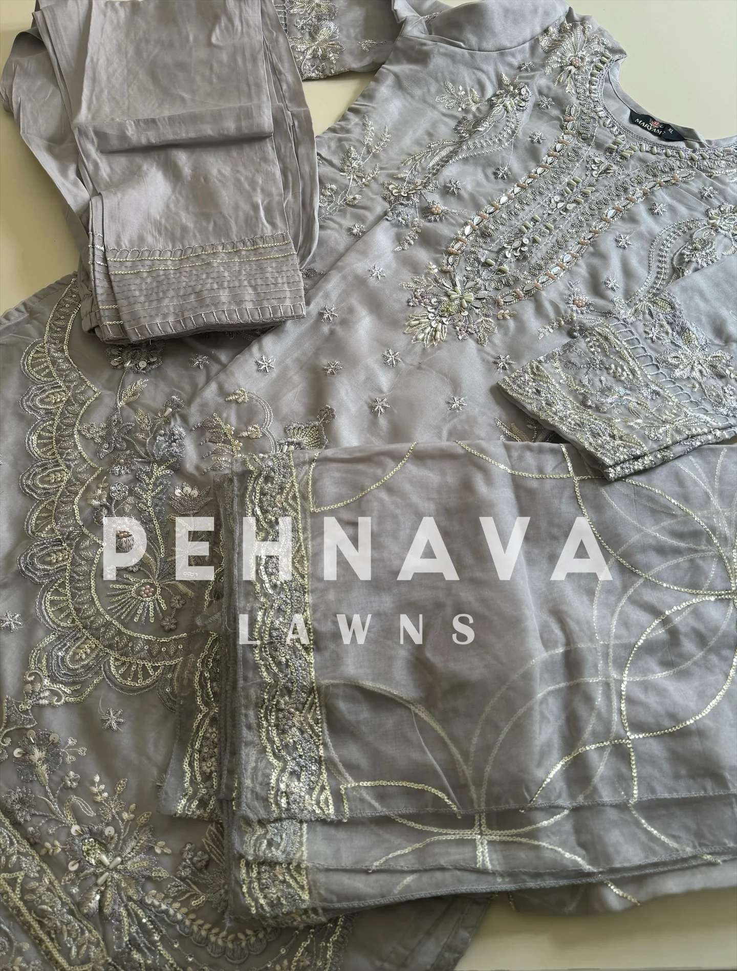 Organza embroidered suit-186 - Image 6