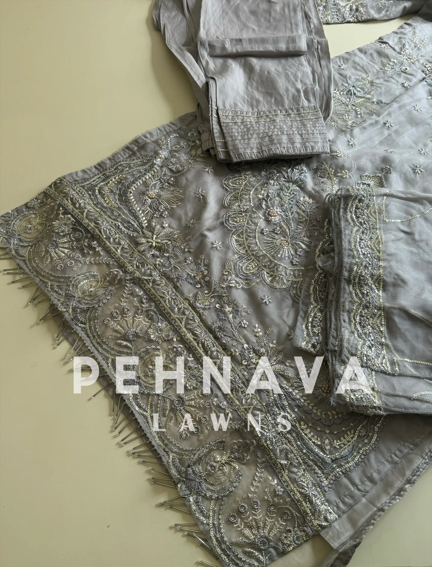 Organza embroidered suit-186 - Image 7