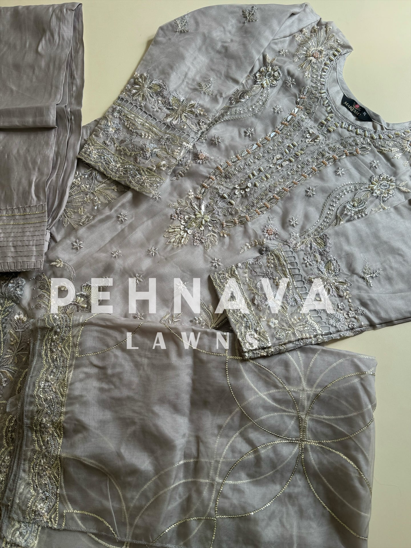 Organza embroidered suit-186 - Image 8