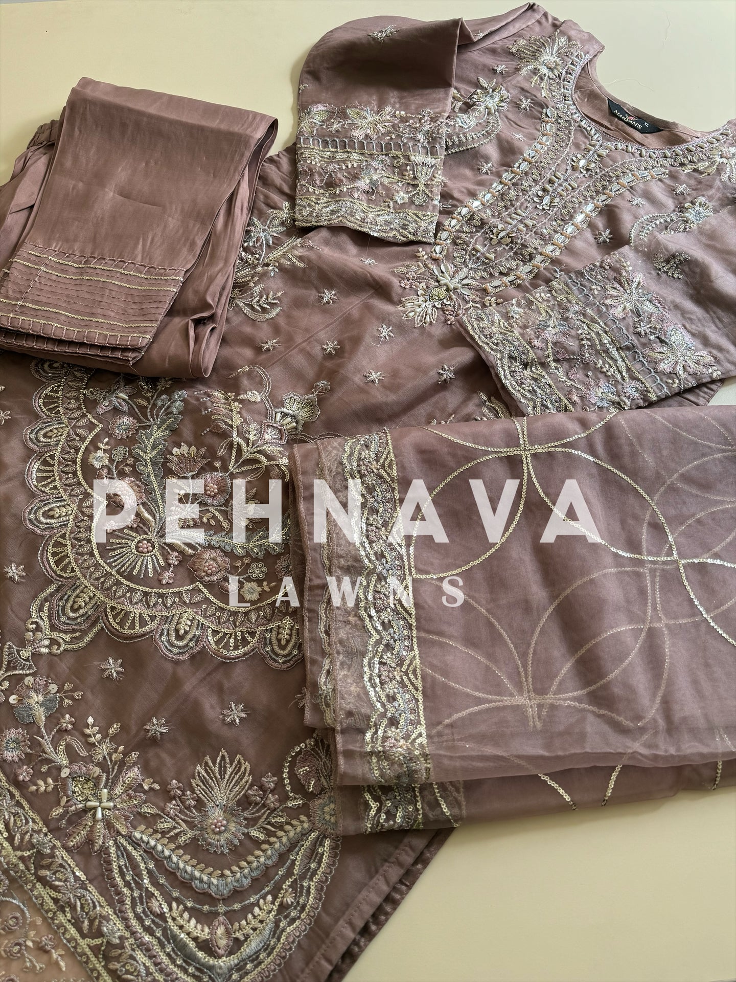 Organza embroidered suit-186 - Image 9