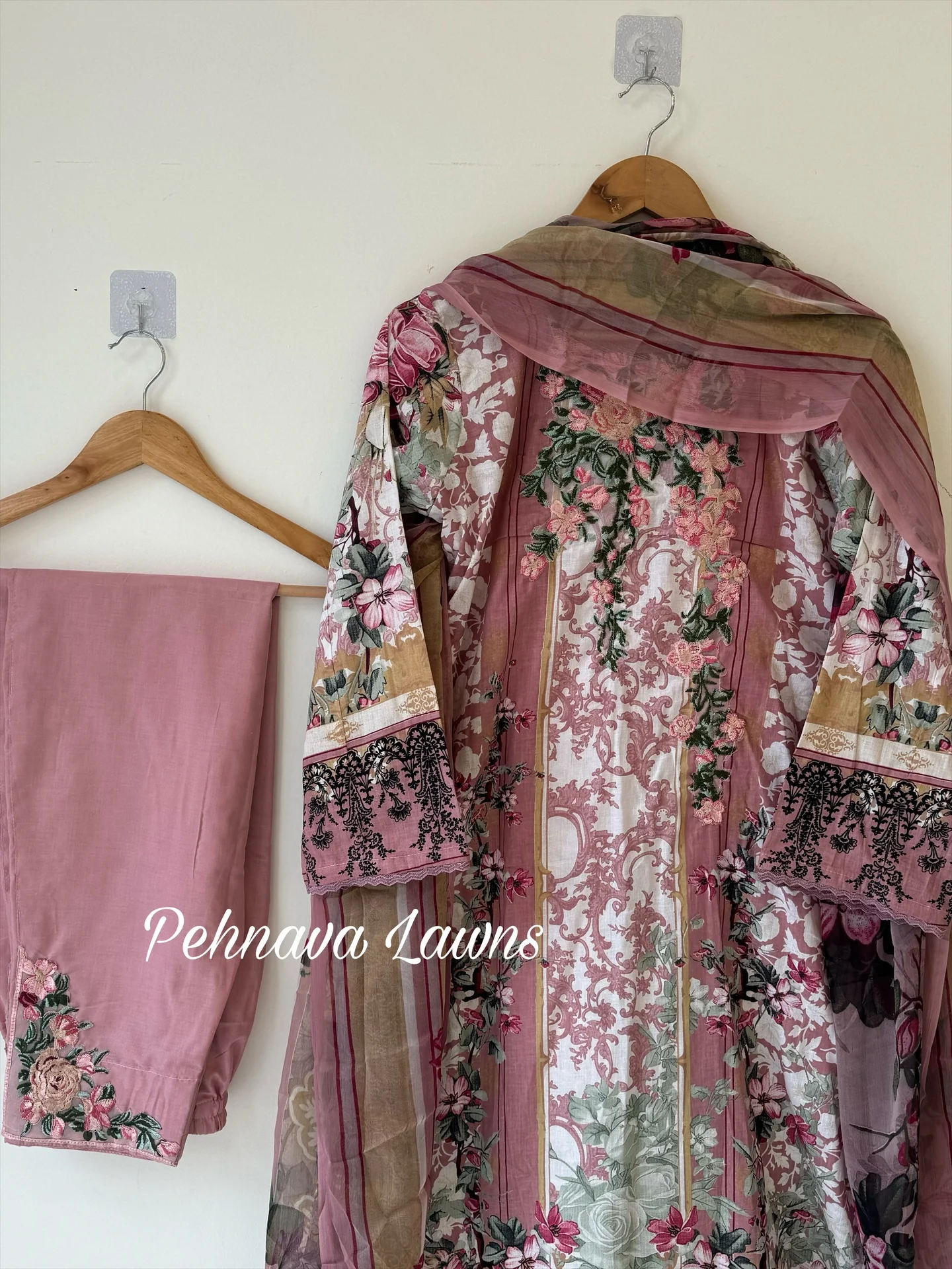 Pink floral cotton suit -QC 419 - Image 3