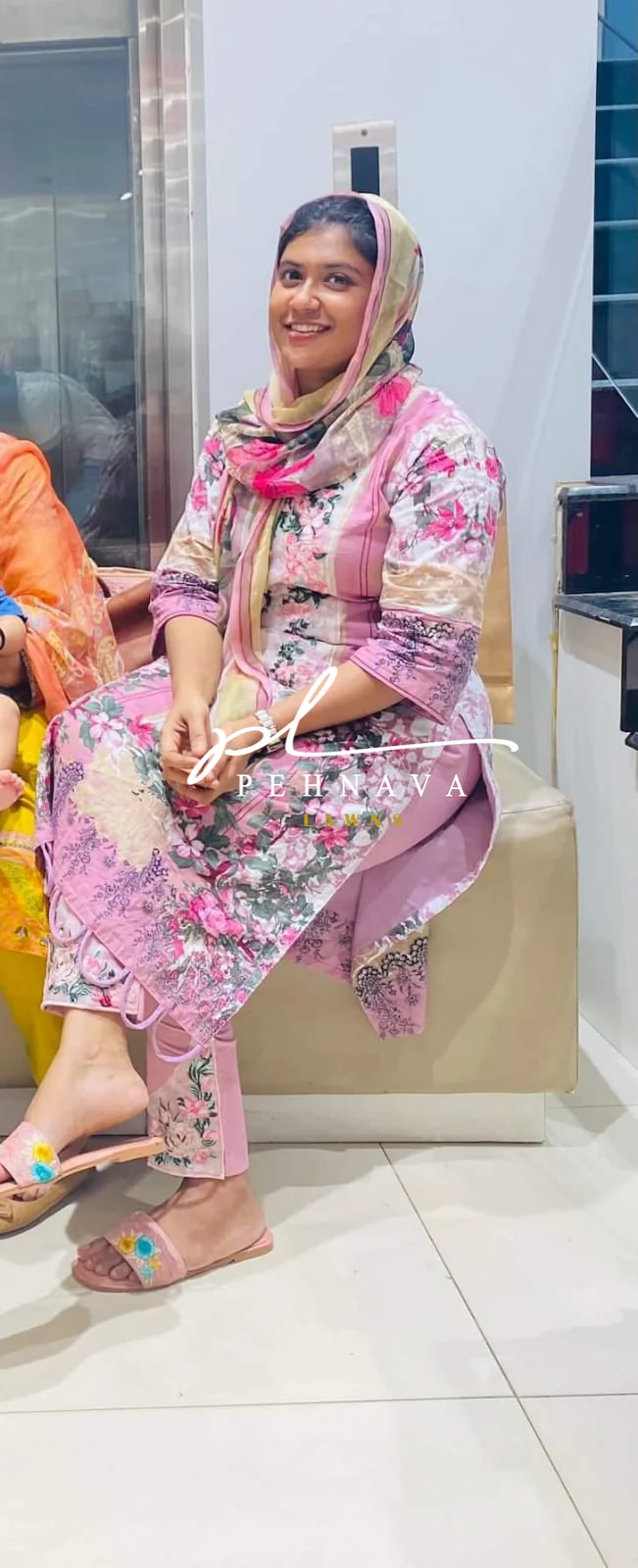 Pink floral cotton suit -QC 419 - Image 4