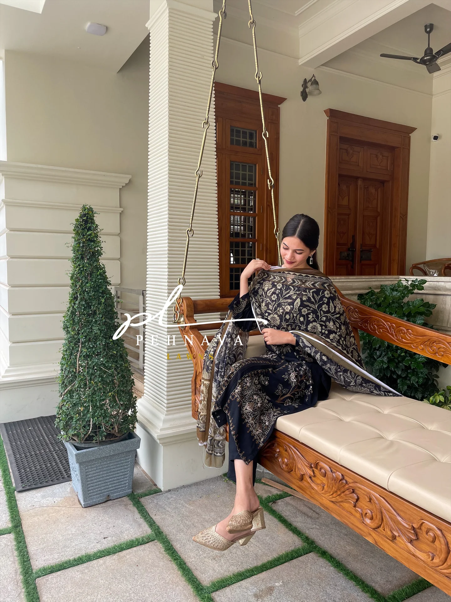 Rayon black embroidered casual wear - Image 5